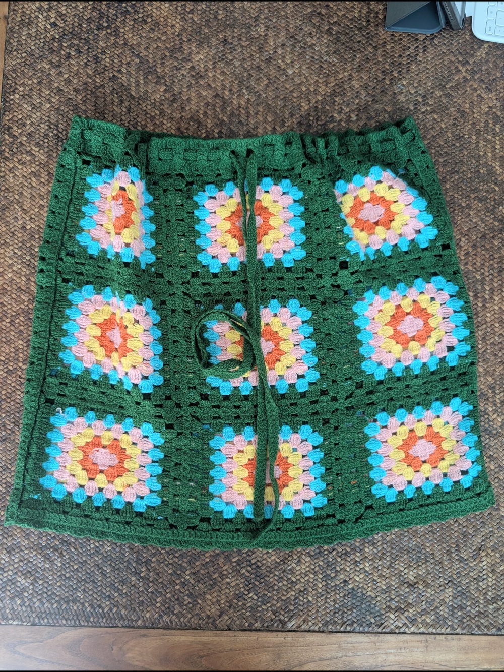 Fashion Nova Green Crochet Patchwork Mini Skirt size S